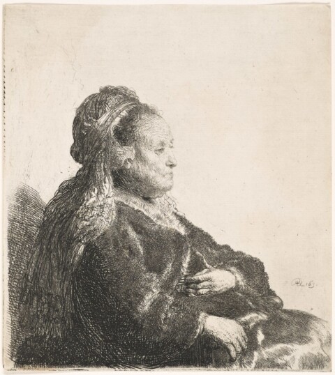 The Artist’s Mother Seated, In An Oriental Headdress: Half Length