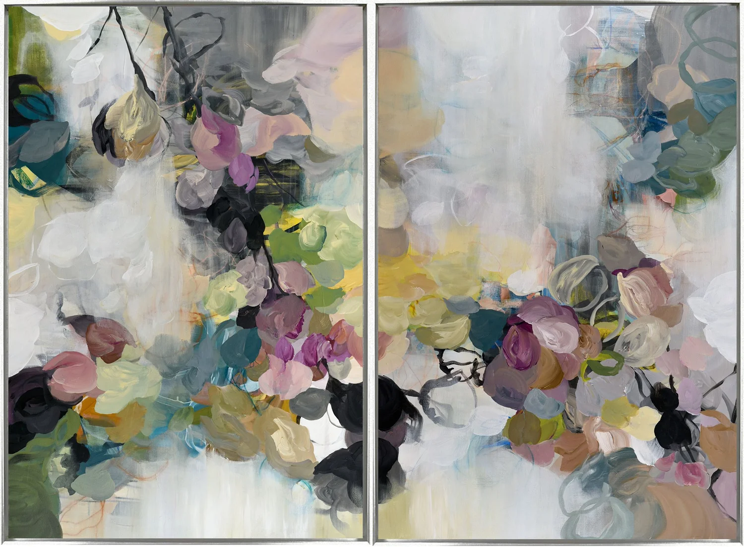 cat_tesla_sonata_1_2_60x40_2026_naturescape_painting_for_sale7 Sonata Diptych Original Abstract Painting of Flowers by Cat Tesla